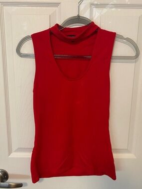 Express Red Sleeveless Mock Neck Tank